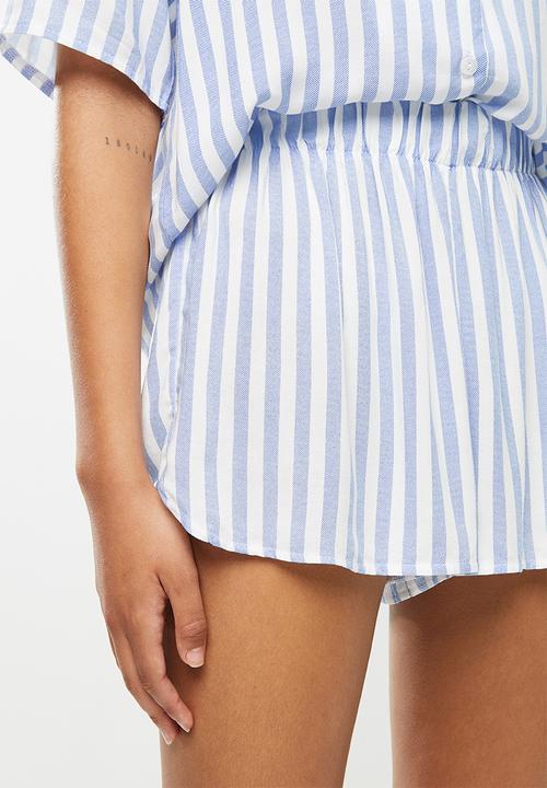 Superbalist - Sleep shirt & shorts set - blue stripe