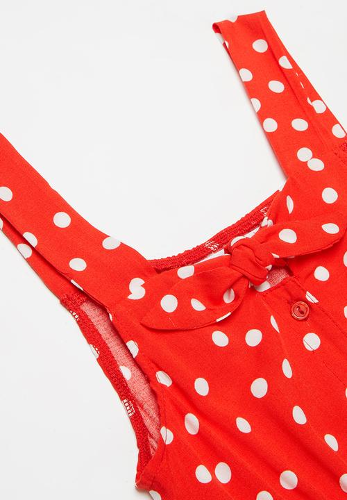 Superbalist - Front button sundress - red & white