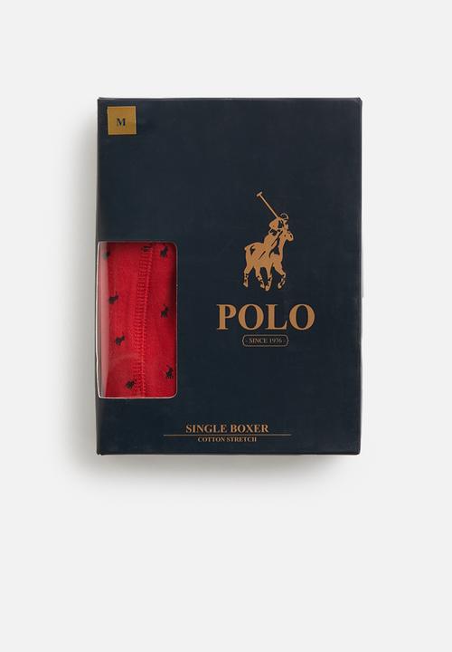 POLO - Reid all over print knit boxer - red