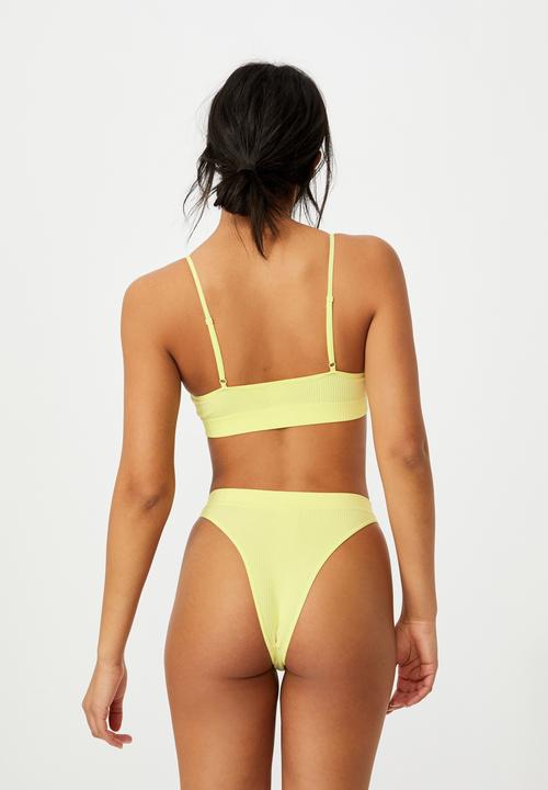 Cotton On - Seamfree high cut brasiliano brief - lemonade