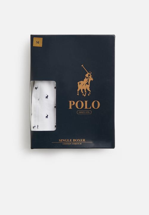 POLO - Reid all over print knit boxer - white
