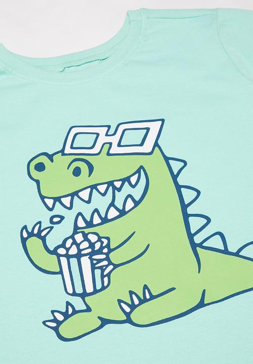 Pop Candy - Boys shorts & tee pj set - aqua & grey