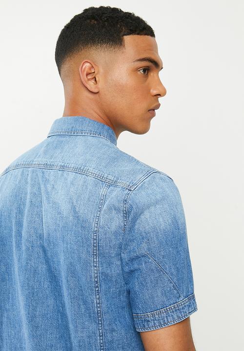 G-STAR - 3301 slim short sleeve shirt - Faded Orion blue