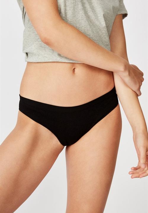 Cotton On - Seamfree rib brasiliano brief - black