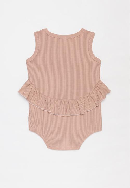 Baby Star - Sleeveless peplum romper - dusty pink