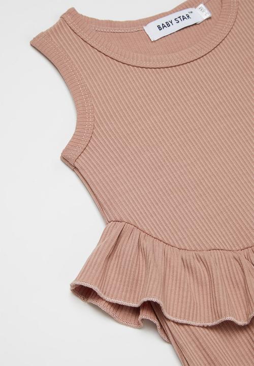 Baby Star - Sleeveless peplum romper - dusty pink