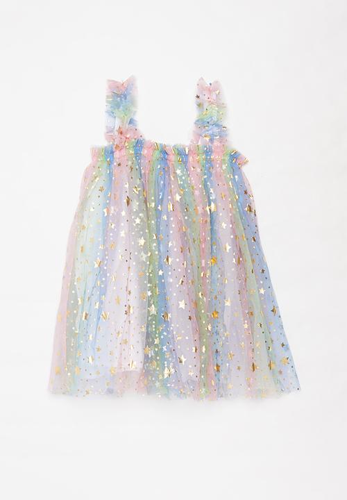 Baby Star - Star foiled darling dress - multi