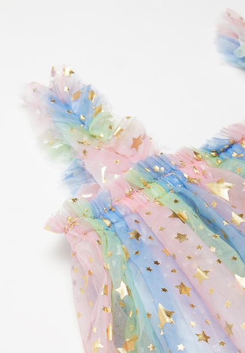 Baby Star - Star foiled darling dress - multi