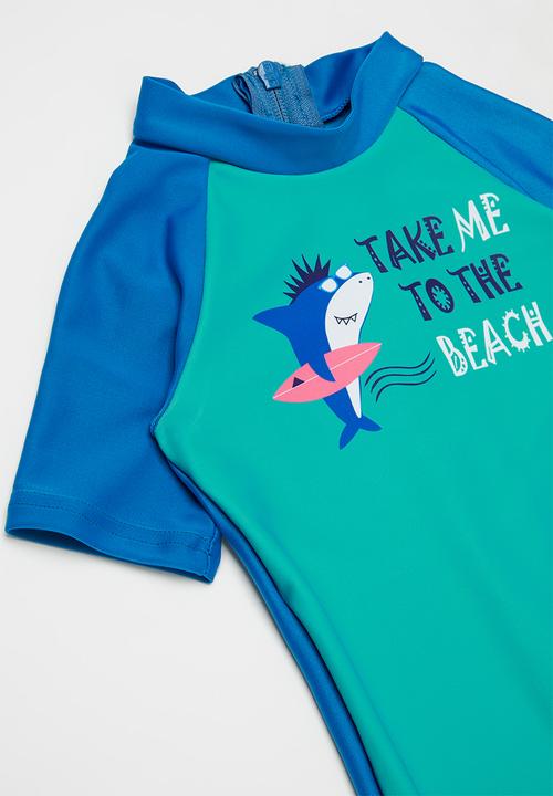 Pop Candy - Boys printed swimsuit - green & blue 