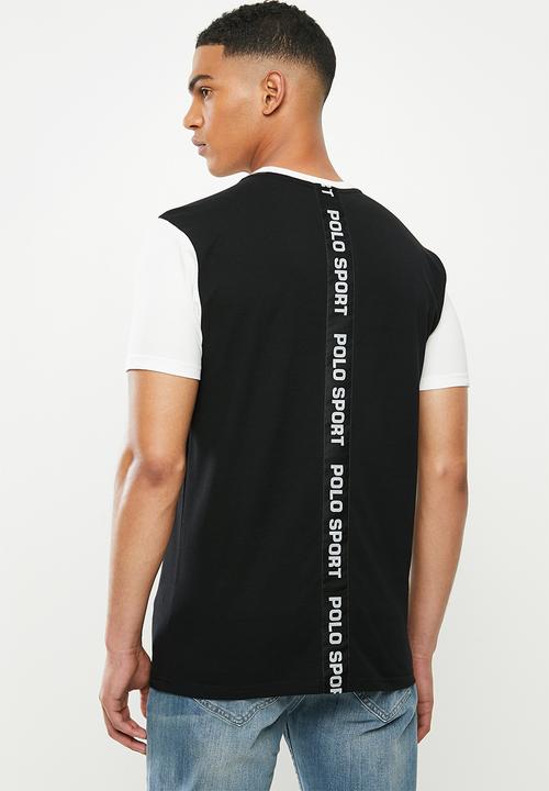 POLO - Sport Mark splice tee - black & white 