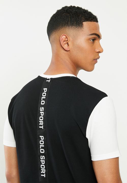 POLO - Sport Mark splice tee - black & white 