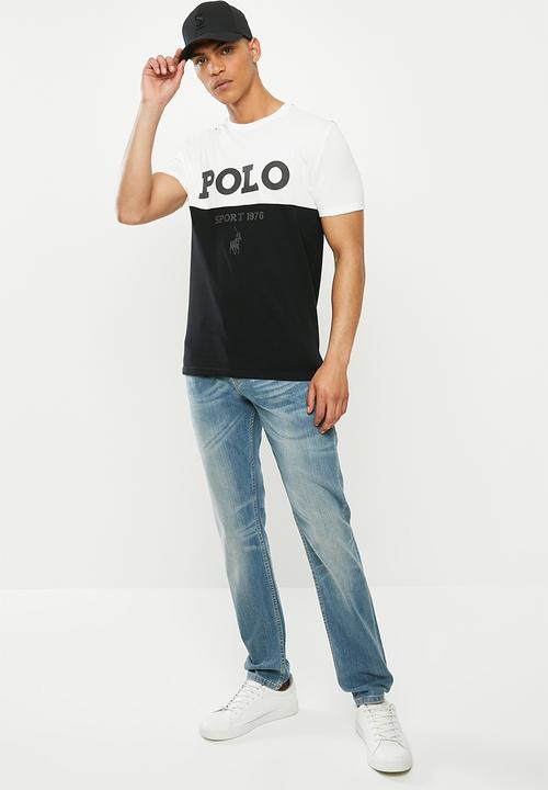 POLO - Sport Mark splice tee - black & white 
