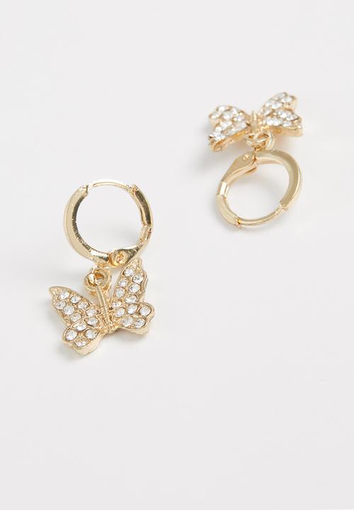 Superbalist - Diamante butterfly hoops - gold