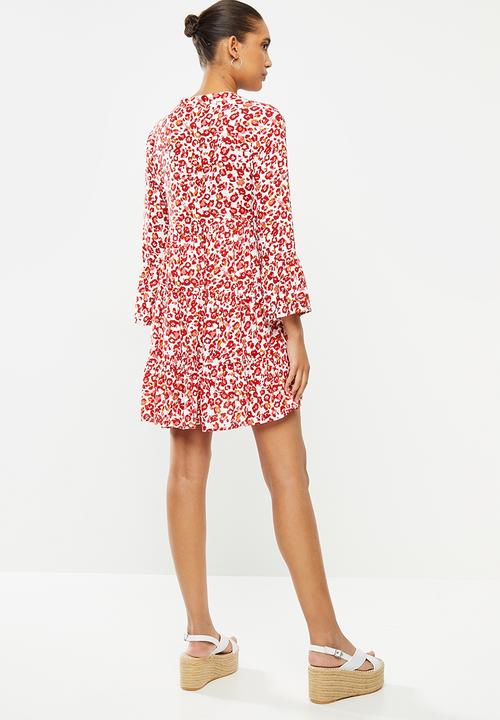 Jacqueline de Yong - Char 7/8 dress - red & white