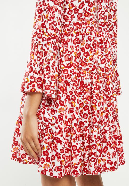 Jacqueline de Yong - Char 7/8 dress - red & white