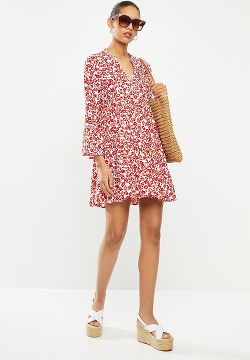 Jacqueline de Yong - Char 7/8 dress - red & white