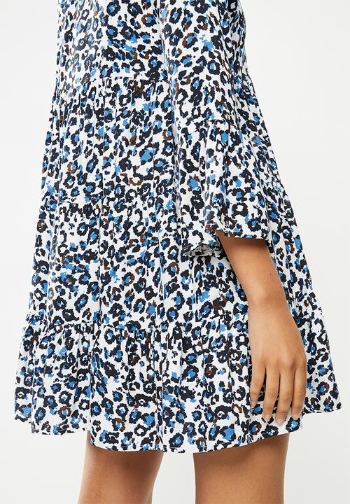 Jacqueline de Yong - Char 7/8 dress - blue & white