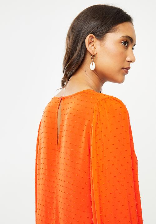 Jacqueline de Yong - Malone long sleeve puff top - orange