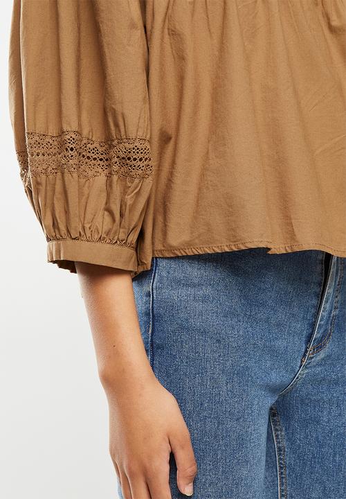 Jacqueline de Yong - Vita puff sleeve blouse - brown