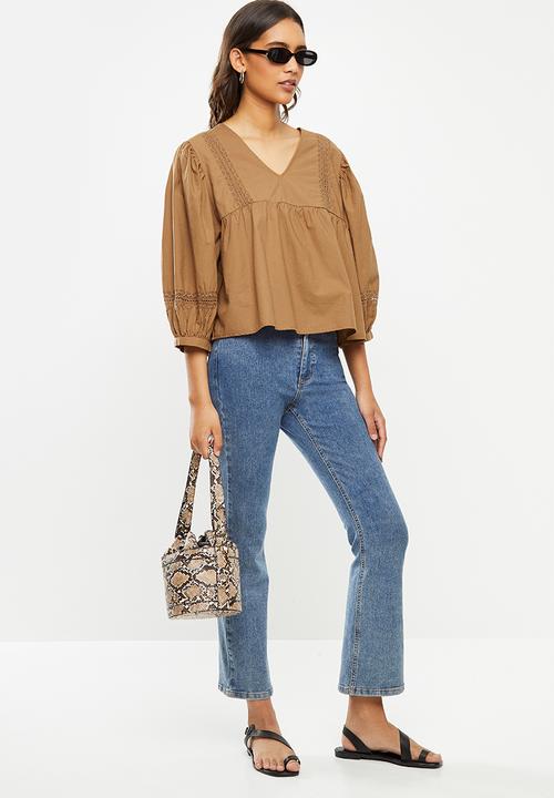 Jacqueline de Yong - Vita puff sleeve blouse - brown
