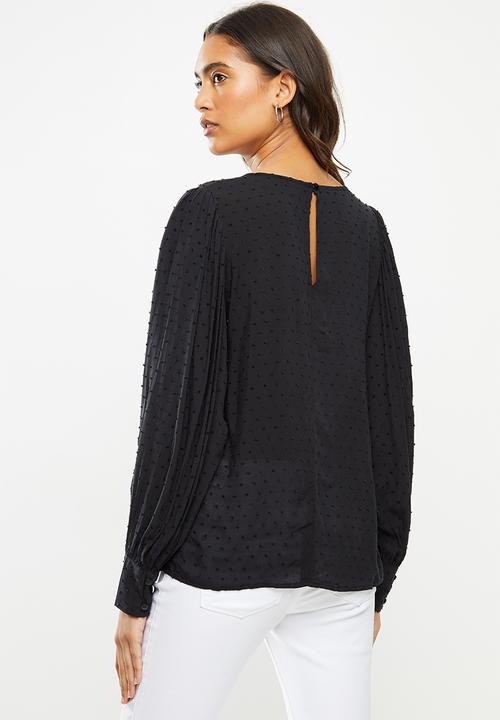 Jacqueline de Yong - Malone long sleeve puff top - black