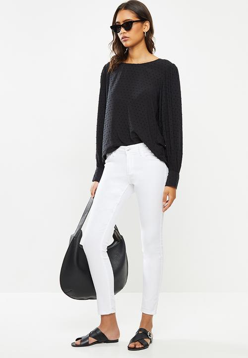 Jacqueline de Yong - Malone long sleeve puff top - black