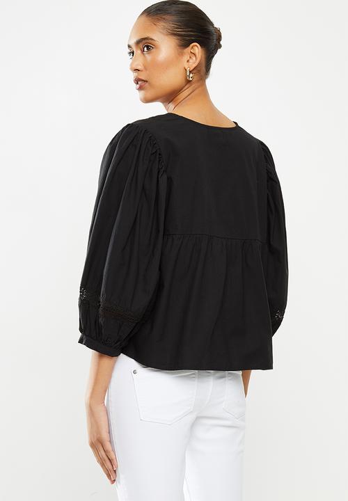 Jacqueline de Yong - Vita puff sleeve blouse - black