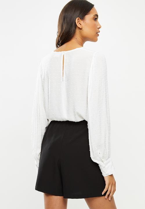 Jacqueline de Yong - Malone long sleeve puff top - white