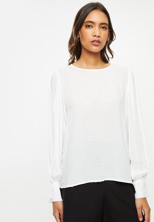 Jacqueline de Yong - Malone long sleeve puff top - white