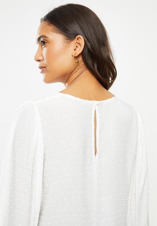 Jacqueline de Yong - Malone long sleeve puff top - white