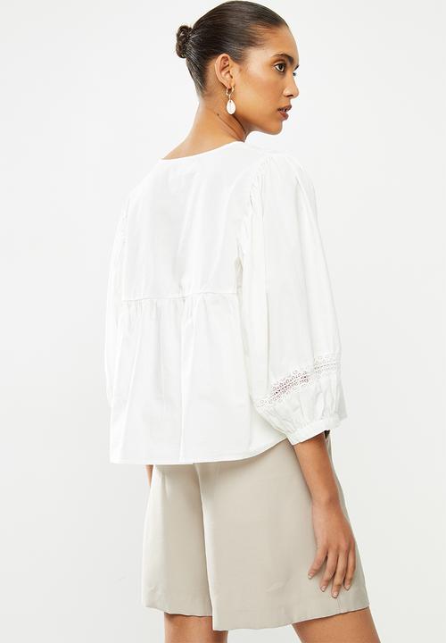 Jacqueline de Yong - Vita puff sleeve blouse - white