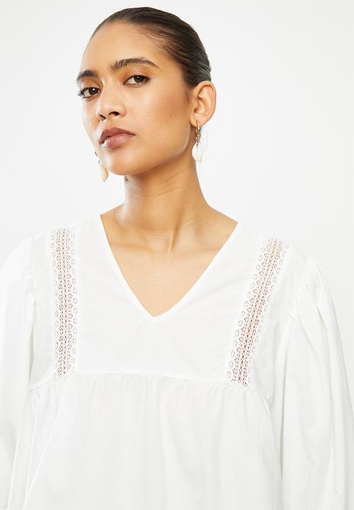 Jacqueline de Yong - Vita puff sleeve blouse - white