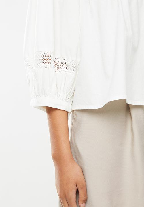 Jacqueline de Yong - Vita puff sleeve blouse - white