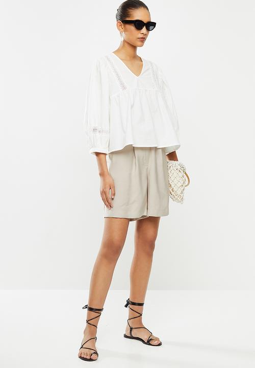 Jacqueline de Yong - Vita puff sleeve blouse - white