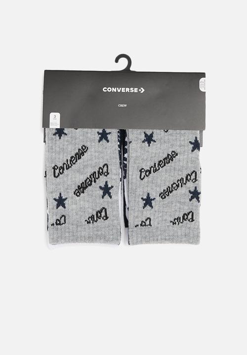 Converse - Chn converse script crew 3 pack - dark grey heather