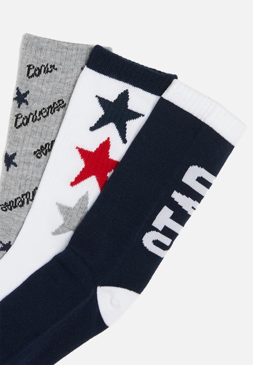Converse - Chn converse script crew 3 pack - dark grey heather