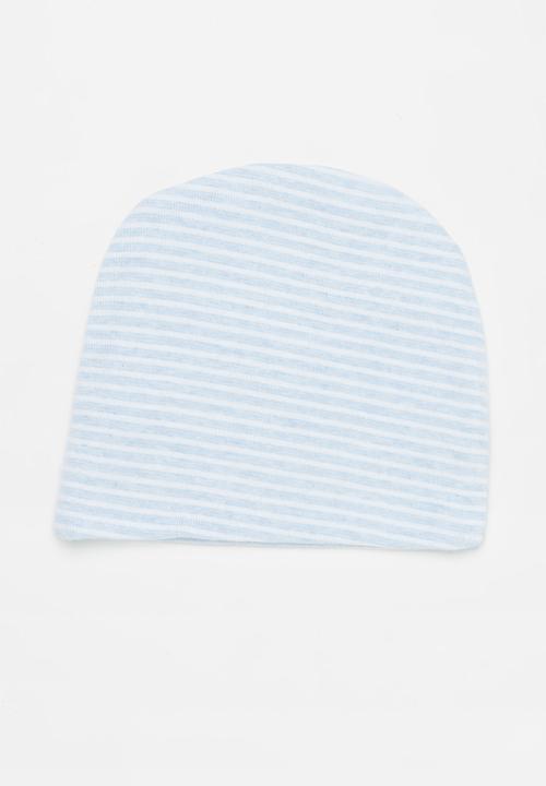 Pop Candy - 2 Pack stripe beanie - blue & white 
