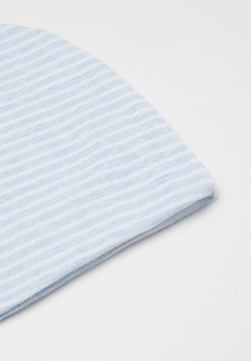 Pop Candy - 2 Pack stripe beanie - blue & white 