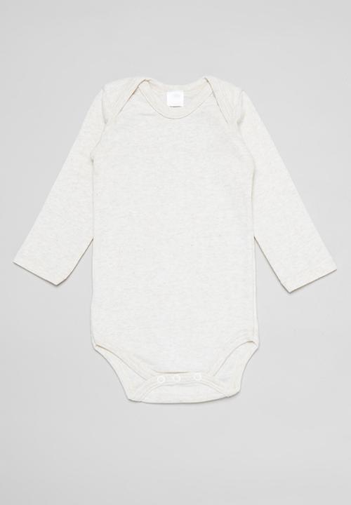 Pop Candy - 2 Pack long sleeve bodyvests - beige & white 