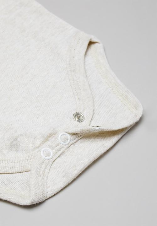 Pop Candy - 2 Pack long sleeve bodyvests - beige & white 
