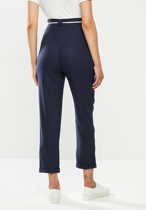 edit - Linen rope detail pant - navy