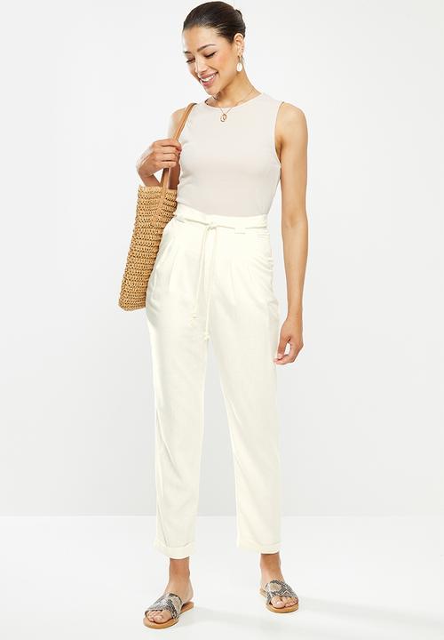 edit - Linen rope detail pant - cream