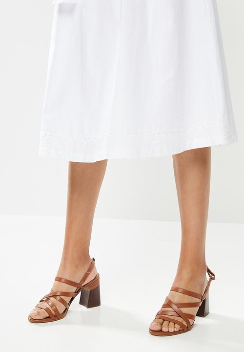 edit - Cotton belted fit & flare skirt - white