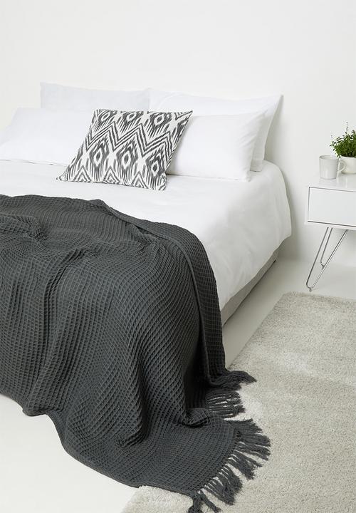 Sixth Floor - Waffle weave throw -  grey