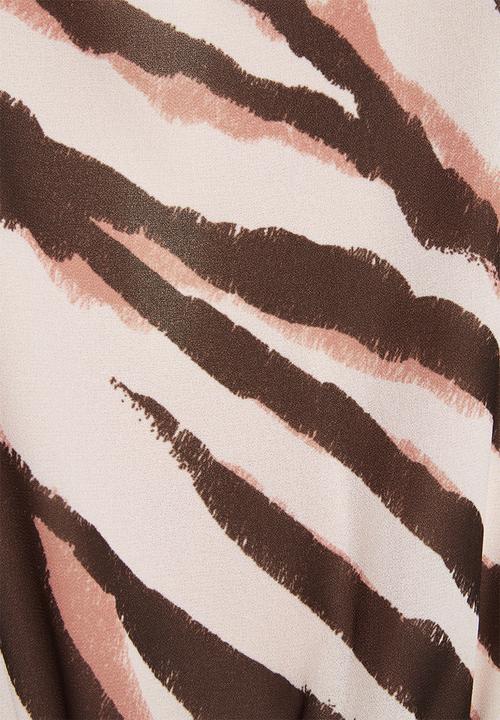 edit - Print mix maxi dress - brown & dusty pink 