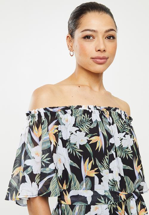 edit - Chiffon tiered off the shoulder maxi - multi 