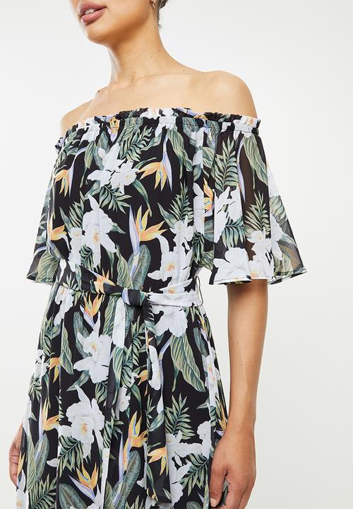 edit - Chiffon tiered off the shoulder maxi - multi 