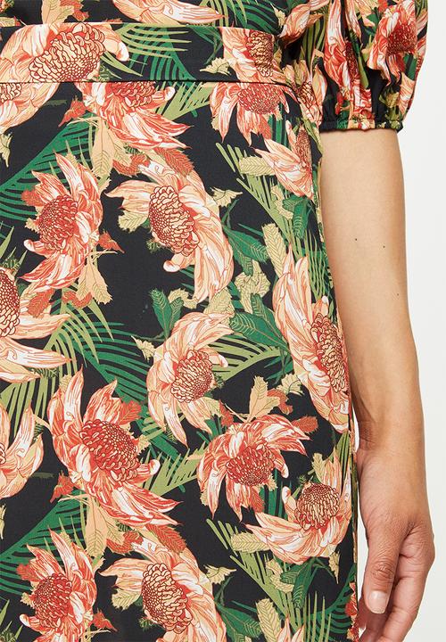 edit - Slit front tiered midi skirt - multi 
