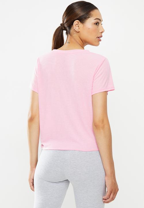 Cotton On - Tie up rib T-shirt - pink