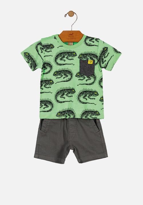 UP Baby - T-shirt & twill bermuda shorts - green